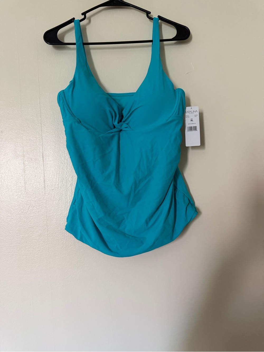 Catalina Turquoise Twist-Front Tankini Top